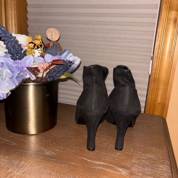 St. John Black Ankle Boots with Gold Accent - Picture 14 of 15